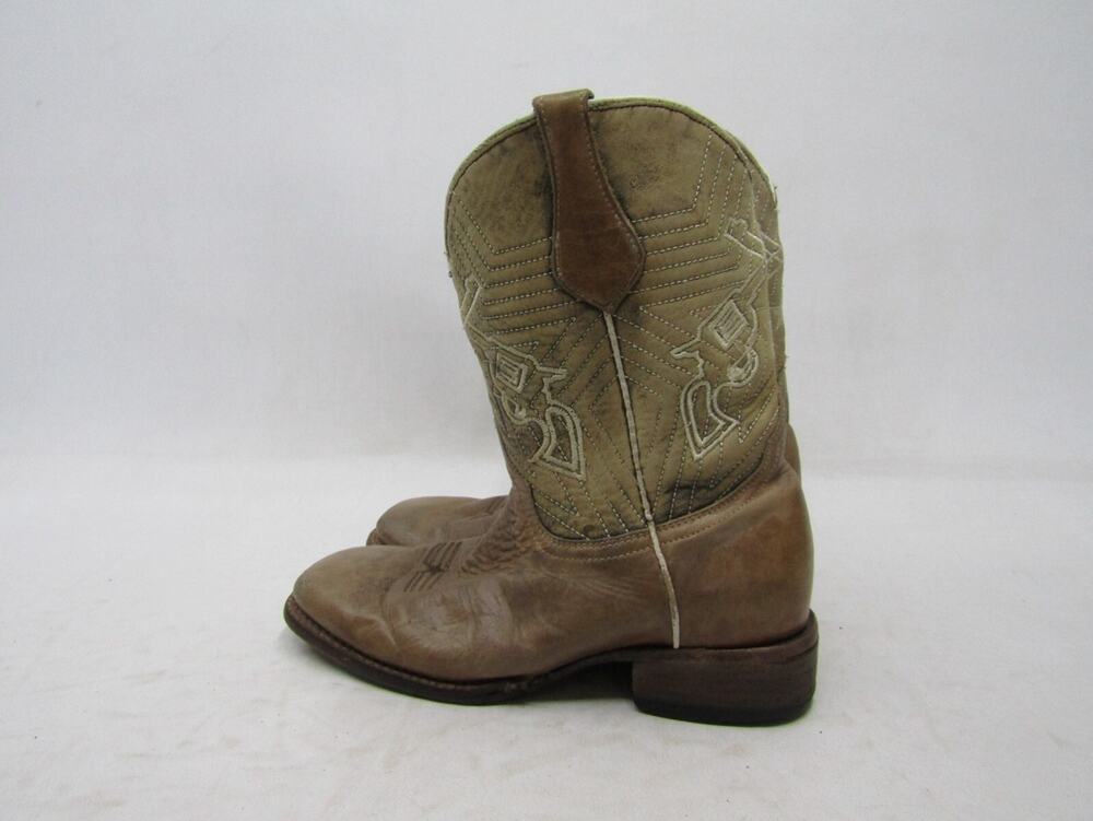 Roper Brand Youth Size 3 D Brown Double Gun Leather Cowboy Western Boots
